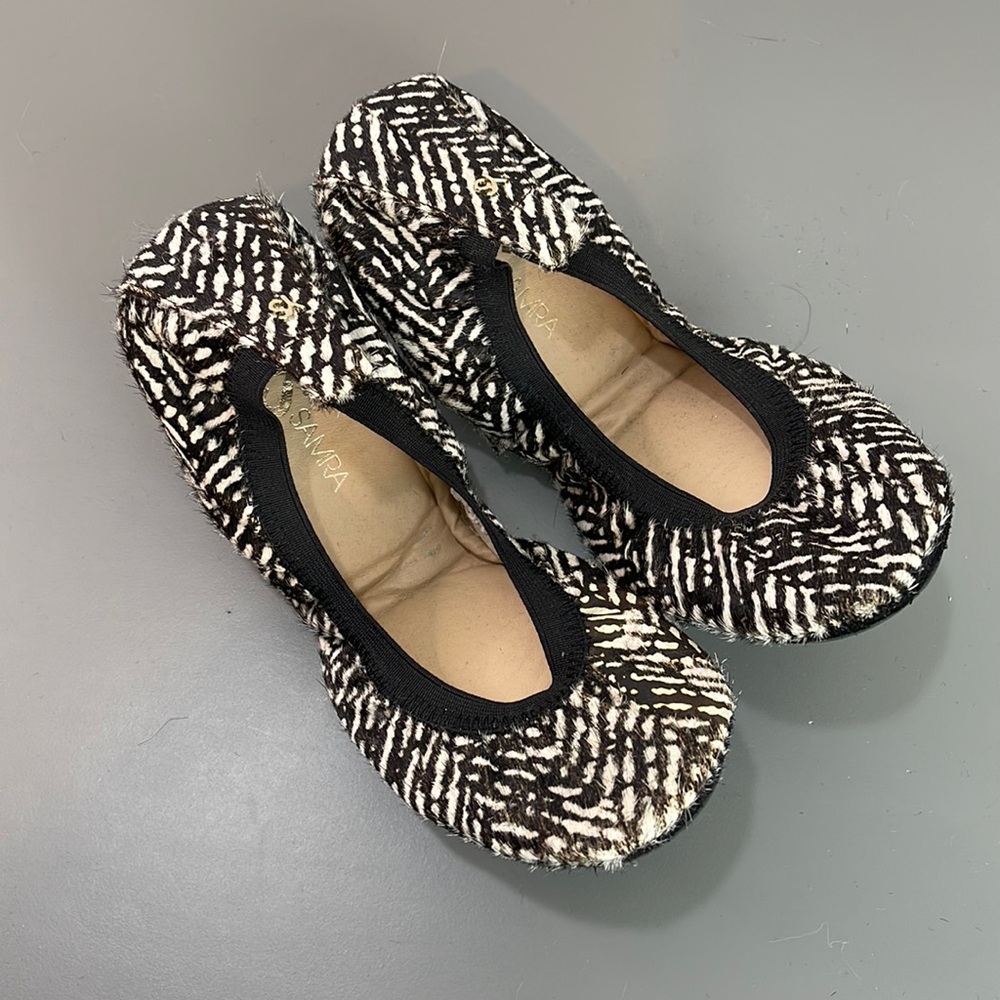 YOSI SAMRA FOLDABLE BALLET FLATS FUR
